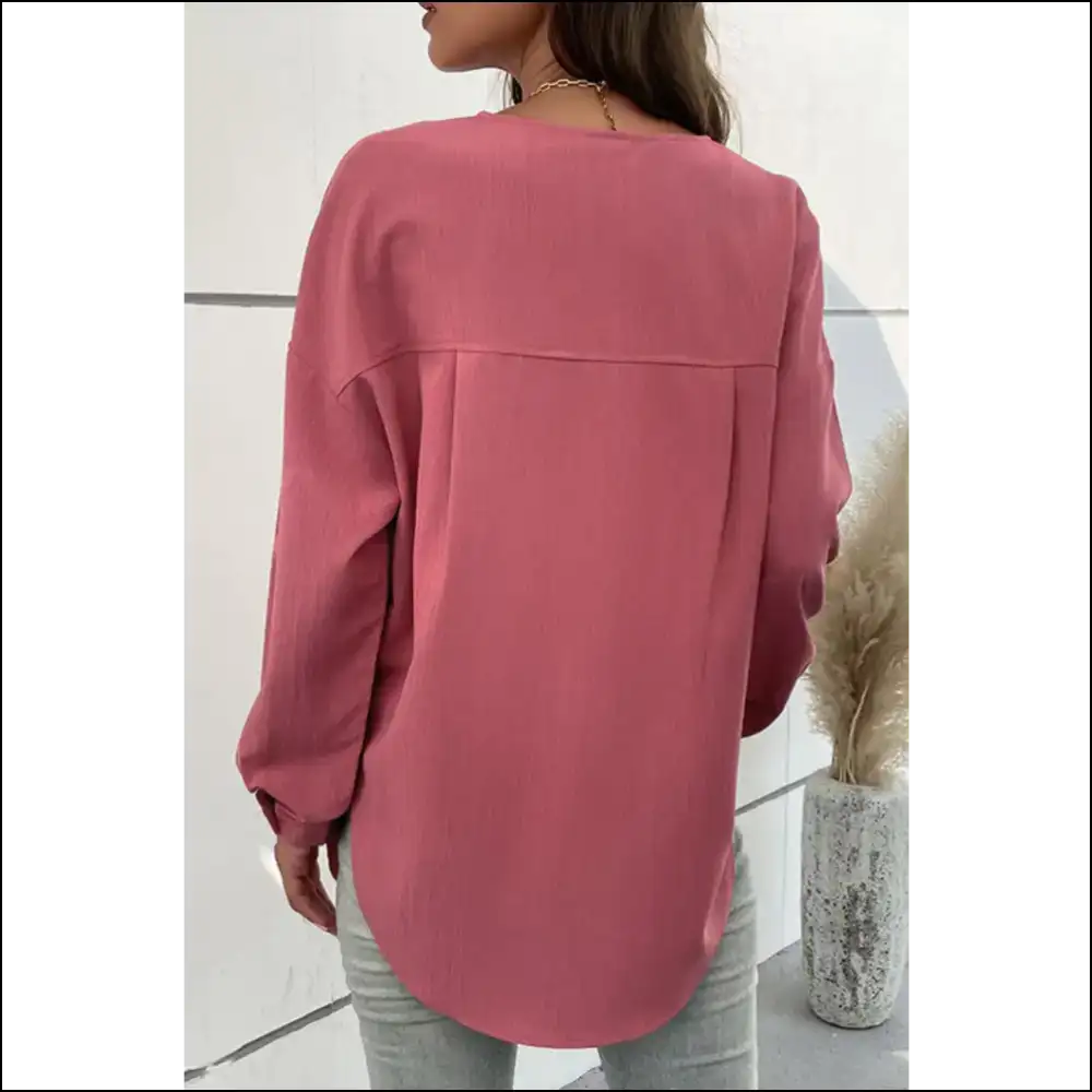 Perfee Pleated Detail Side Slit Blouse - Blouses on Sale Worldwide Shipping