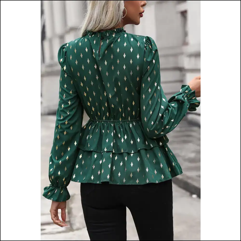 Perfee Smocked Flounce Sleeve Blouse - Blouses on Sale Worldwide Shipping
