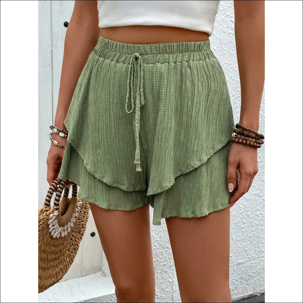 Perfee Tied Layered High Waist Shorts - on Sale Worldwide Shipping