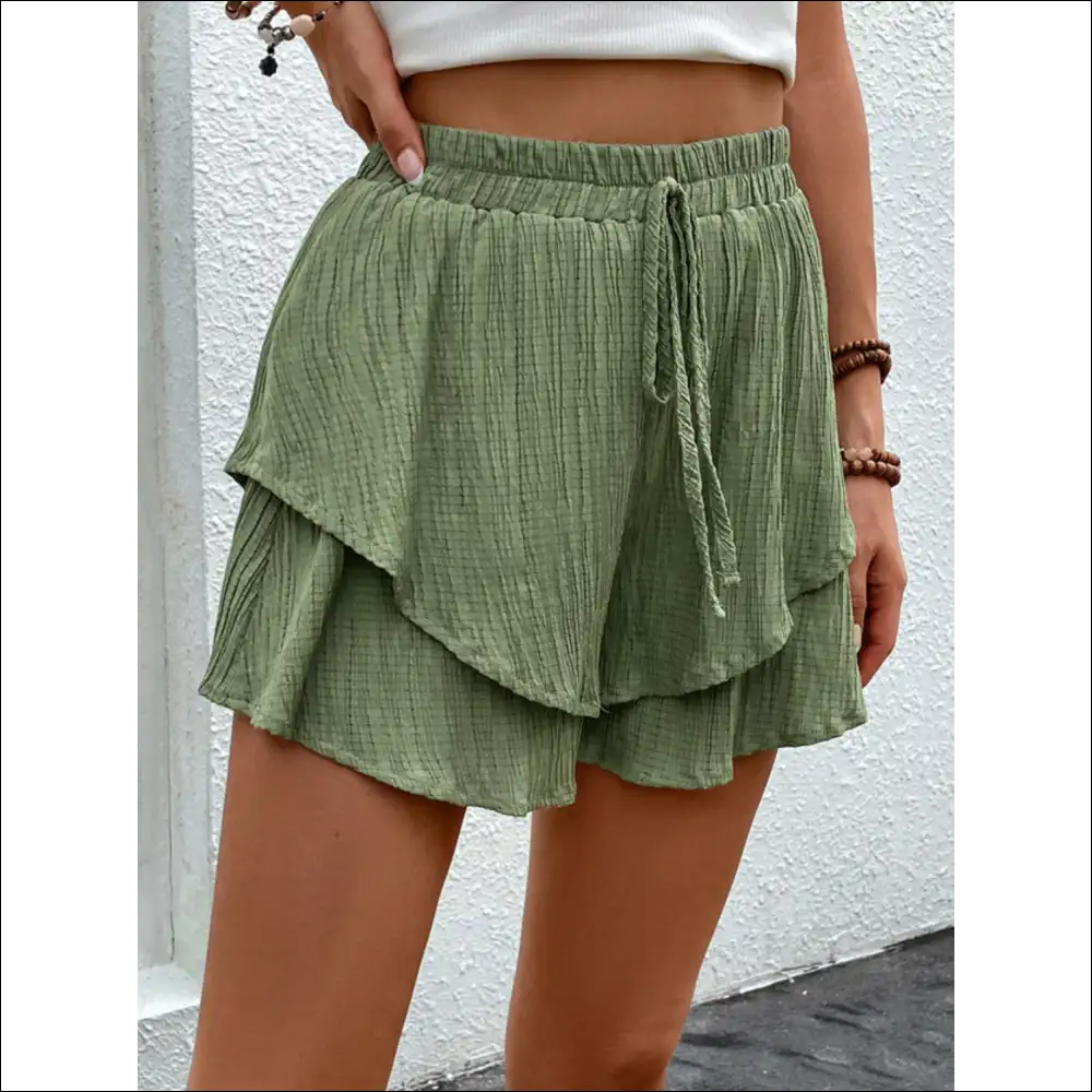 Perfee Tied Layered High Waist Shorts - on Sale Worldwide Shipping