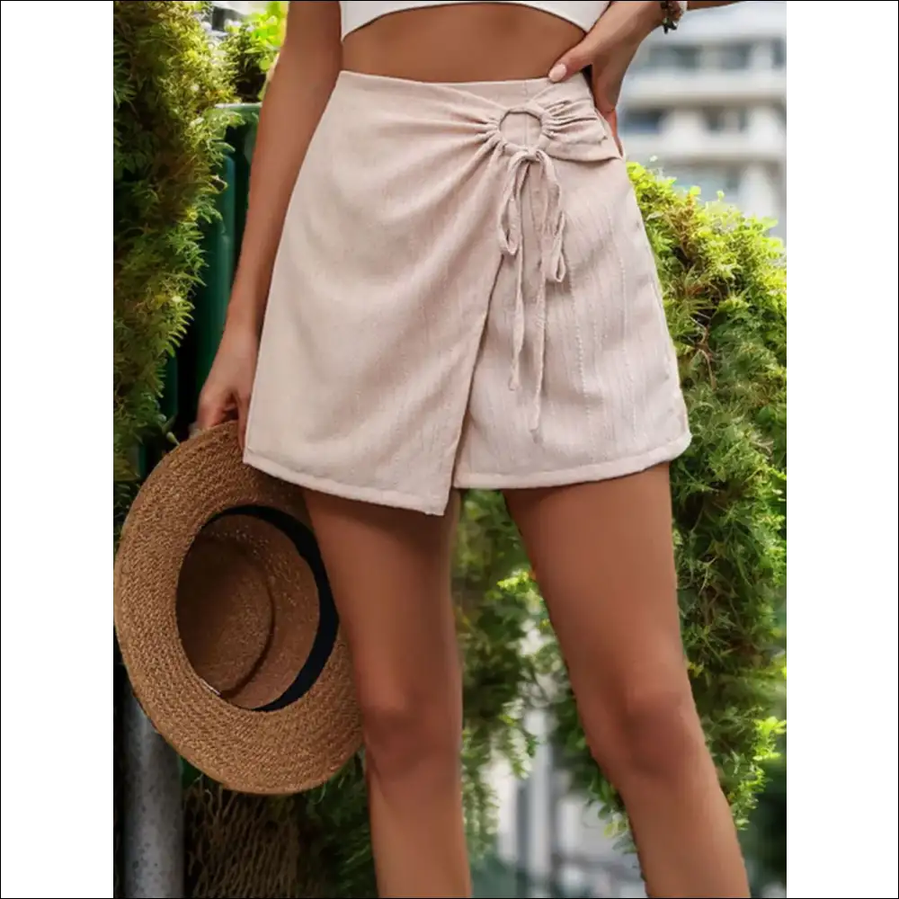 Perfee Tied Ruched Elastic Waist Shorts - on Sale Worldwide Shipping