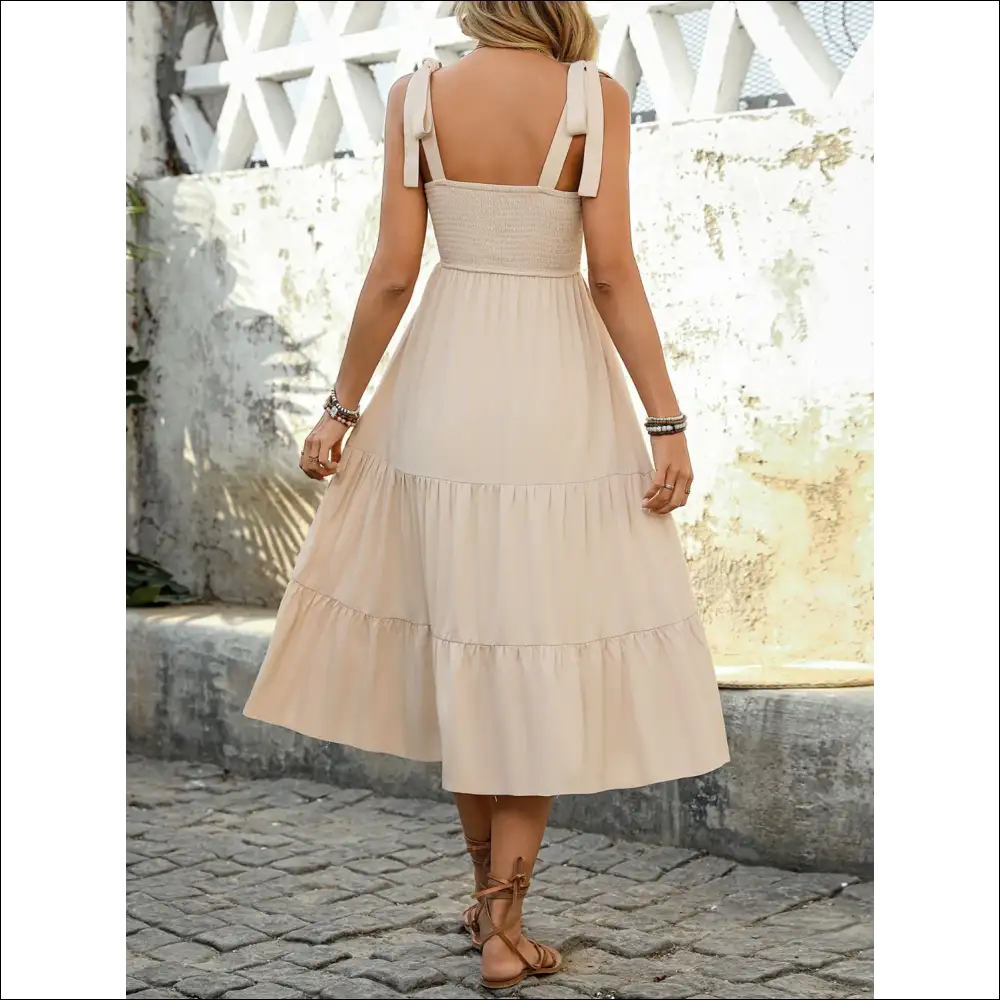 Perfee Tied Smocked Tiered Midi Cami Dress - Dresses on Sale Worldwide Shipping
