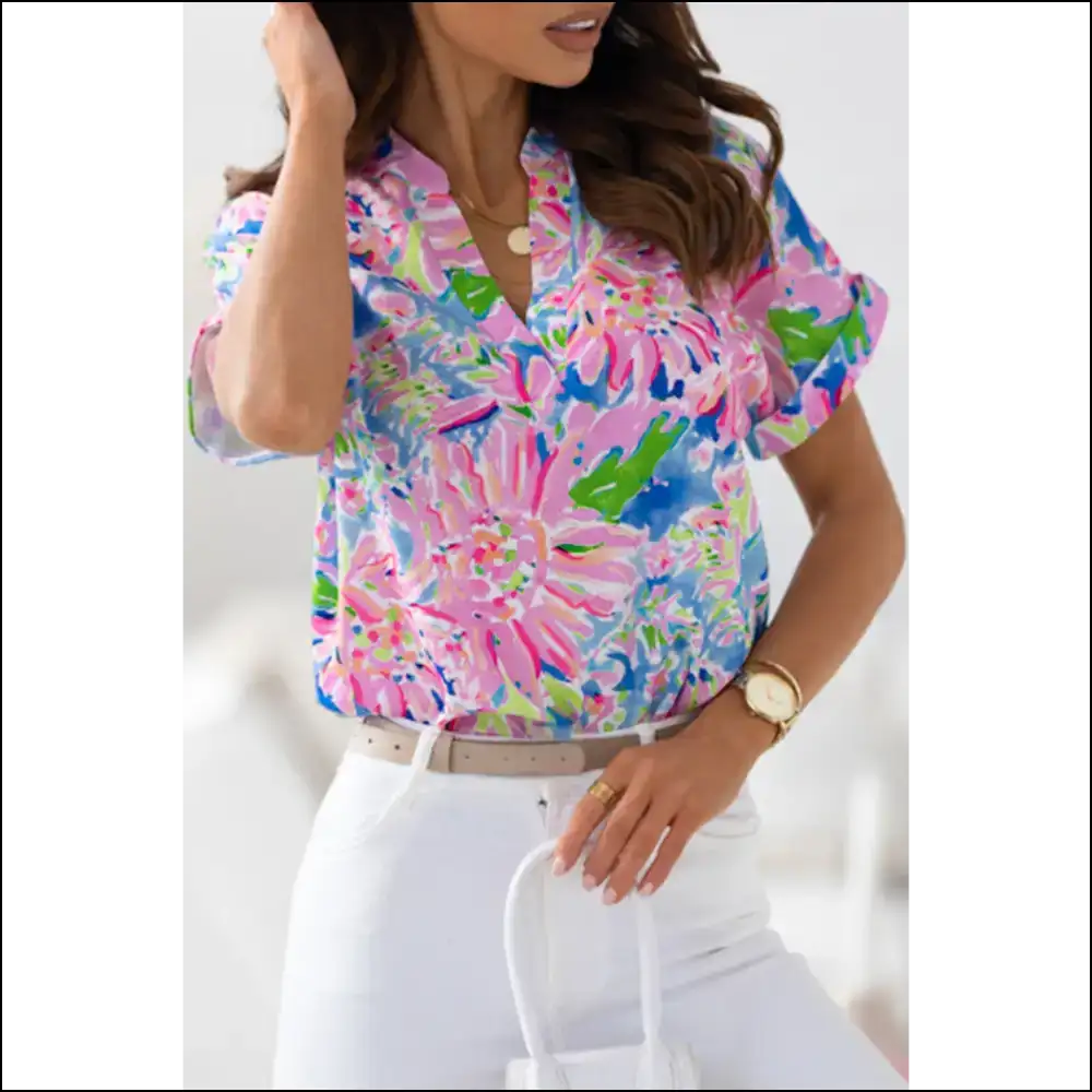 Pink Abstract Floral: so Pretty it Hurts (needful Things) ๐ธ๐ - s - Blouses on Sale Worldwide Shipping