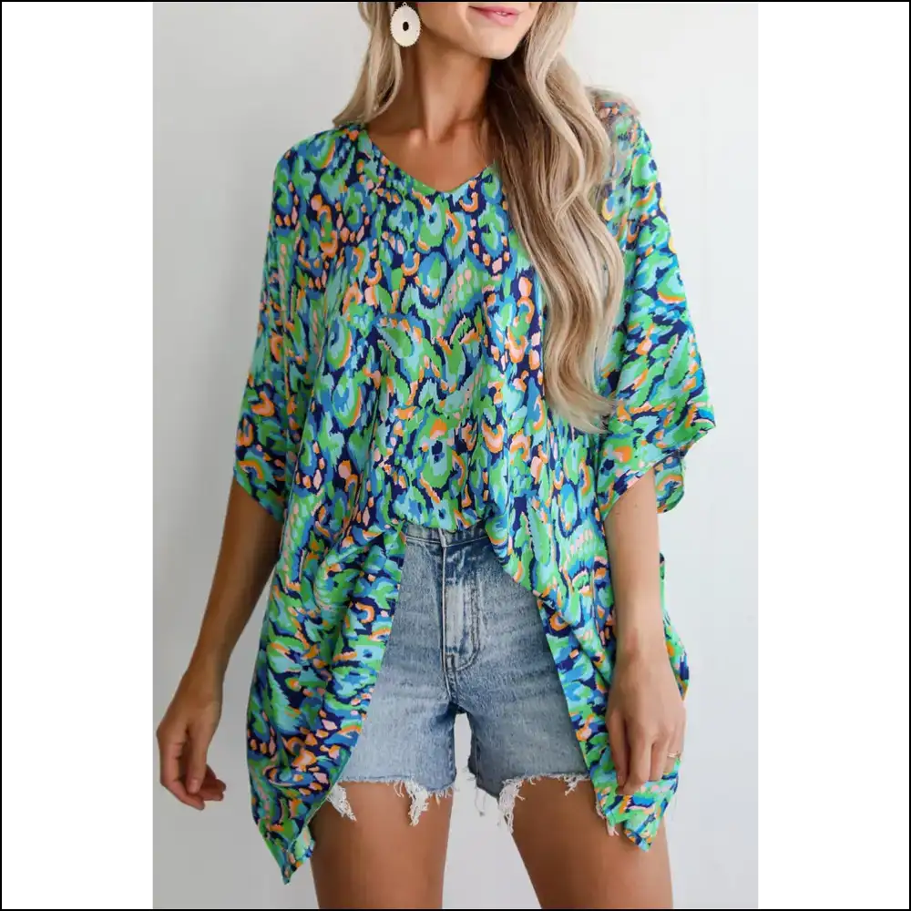 Pink Abstract Print Blouse your Closet’s New Best Friend - Green / s - Blouses on Sale Worldwide Shipping