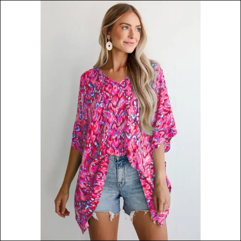 Pink Abstract Print Blouse your Closet’s New Best Friend - Blouses on Sale Worldwide Shipping