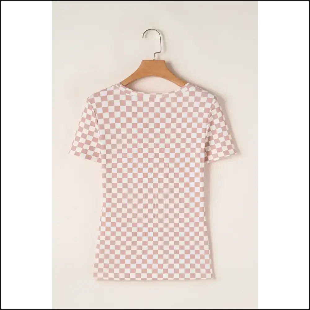 Pink Checkered Slim Fit Crew: so Chic it Hurts 💅 Needful Things - t Shirts on Sale Worldwide Shipping