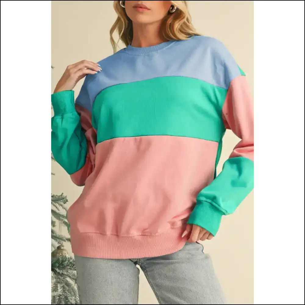 Pink Colorblock Drop Shoulder: so Fetch π Needful Things - Blossom / s - Sweatshirts & Hoodies on Sale Worldwide Shipping