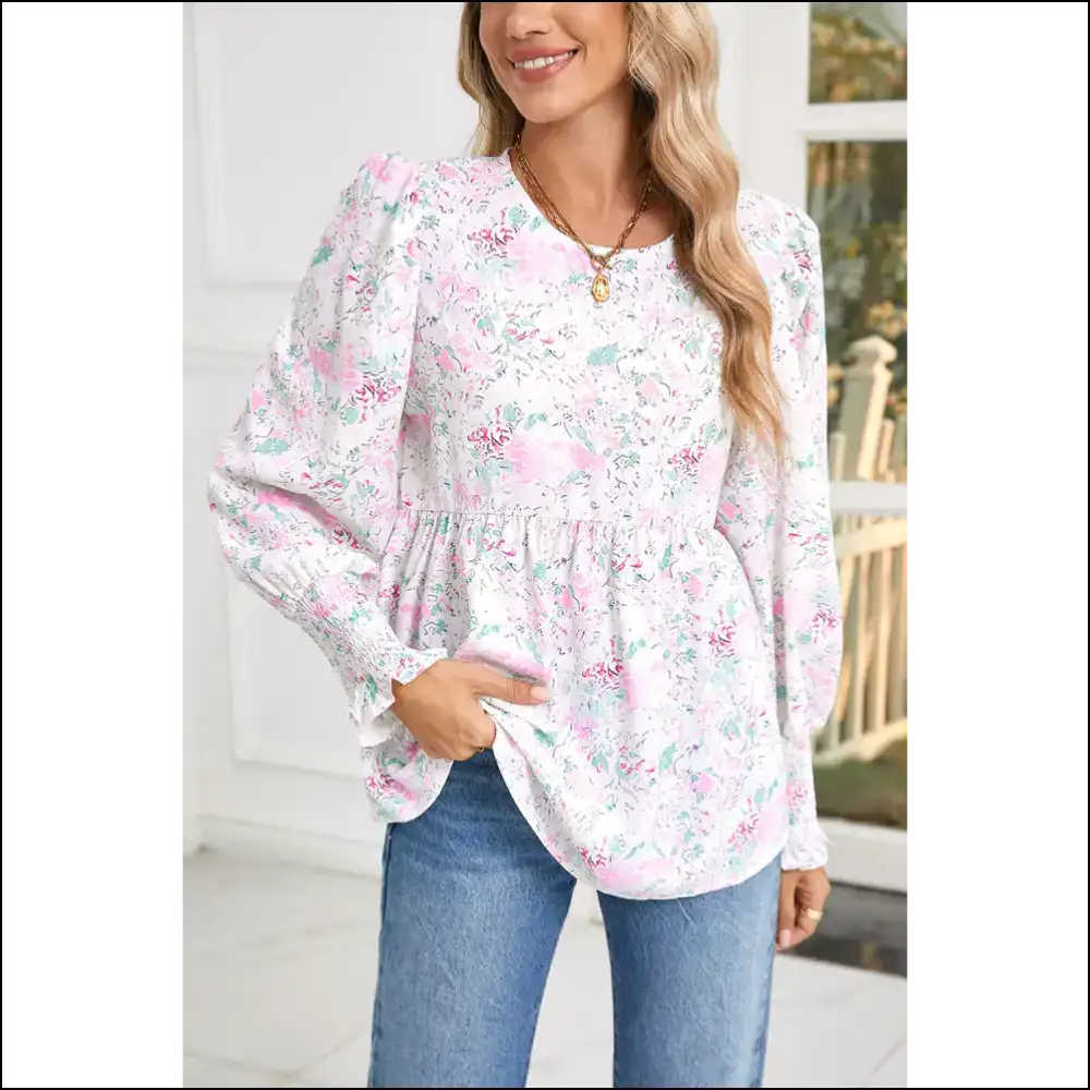 Pink Floral Babydoll Blouse: Basically a Hug you can Wear - Blouses on Sale Worldwide Shipping