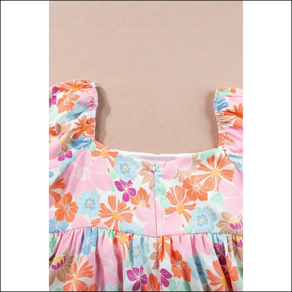 Pink Floral Puff Sleeve Blouse Instant Babe Alert - Blouses on Sale Worldwide Shipping
