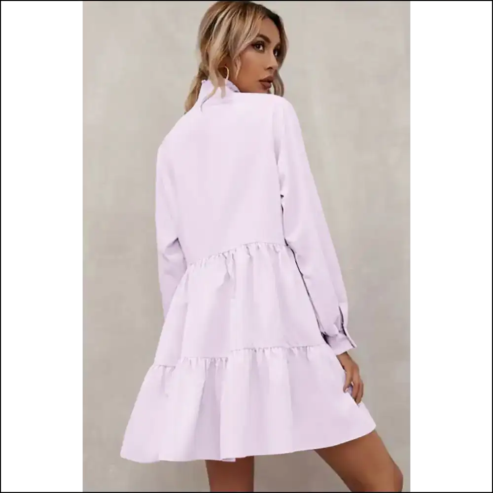 Pink Frill Dress: Neckline Chic! Needful Things π - Short Dresses on Sale Worldwide Shipping