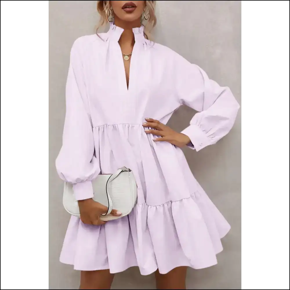 Pink Frill Dress: Neckline Chic! Needful Things π - s - Short Dresses on Sale Worldwide Shipping