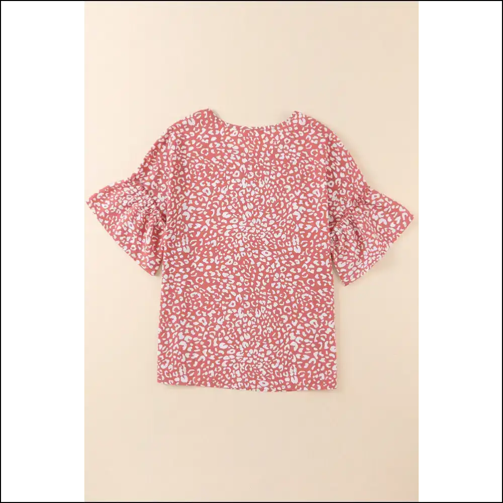 Pink Leopard Print Flounce Sleeve Blouse: Purr-fectly Wild! ๐ Needful Things - Blouses on Sale Worldwide Shipping