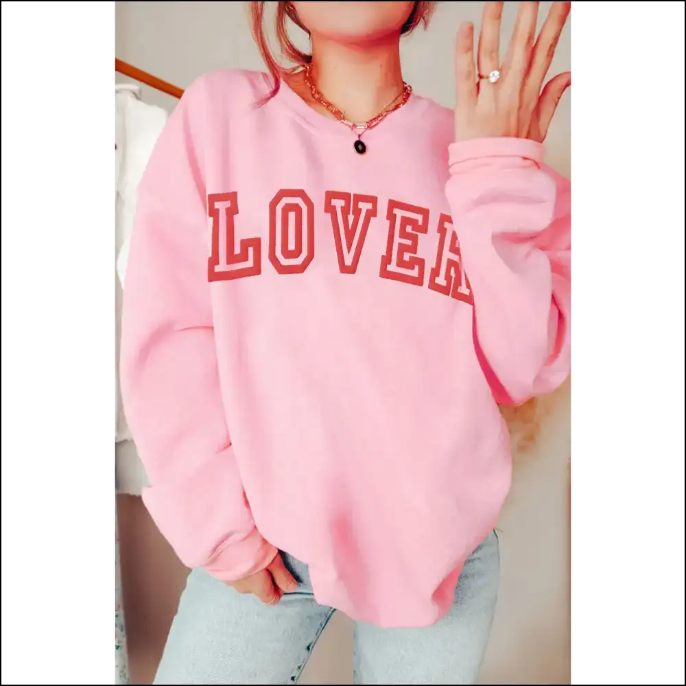 Pink Lover Drop Shoulder: so Comfy It’s Criminal 😈 Needful Things - s - Graphic Sweatshirts & Hoodies on Sale Worldwide Shipping