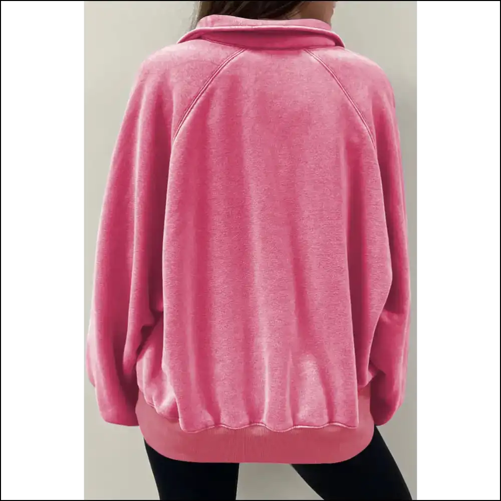 Pink Solid Snap Buttons Balloon Sleeve: so Comfy It’s Criminal 😈 Needful Things - Sweatshirts & Hoodies on Sale Worldwide Shipping