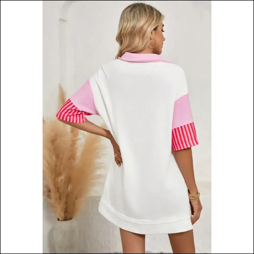 Pink Stripe Mini Dress: Preppy and Ready to Party 🥳 - Short Dresses on Sale Worldwide Shipping
