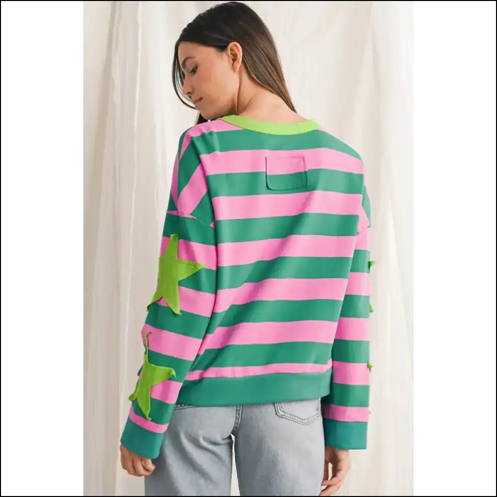 Pink Stripe Star Power: Sweatshirt Edition from Needful Things 🤩 - Sweatshirts & Hoodies on Sale Worldwide Shipping