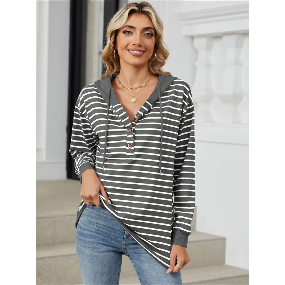 Playful Striped Drawstring Long Sleeve Hoodie - White / Xl - Sweatshirts & Hoodies on Sale Worldwide Shipping