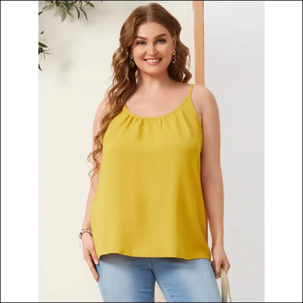 Plus Size Scoop Neck Cami - Yellow / 0xl - Tank Tops on Sale Worldwide Shipping