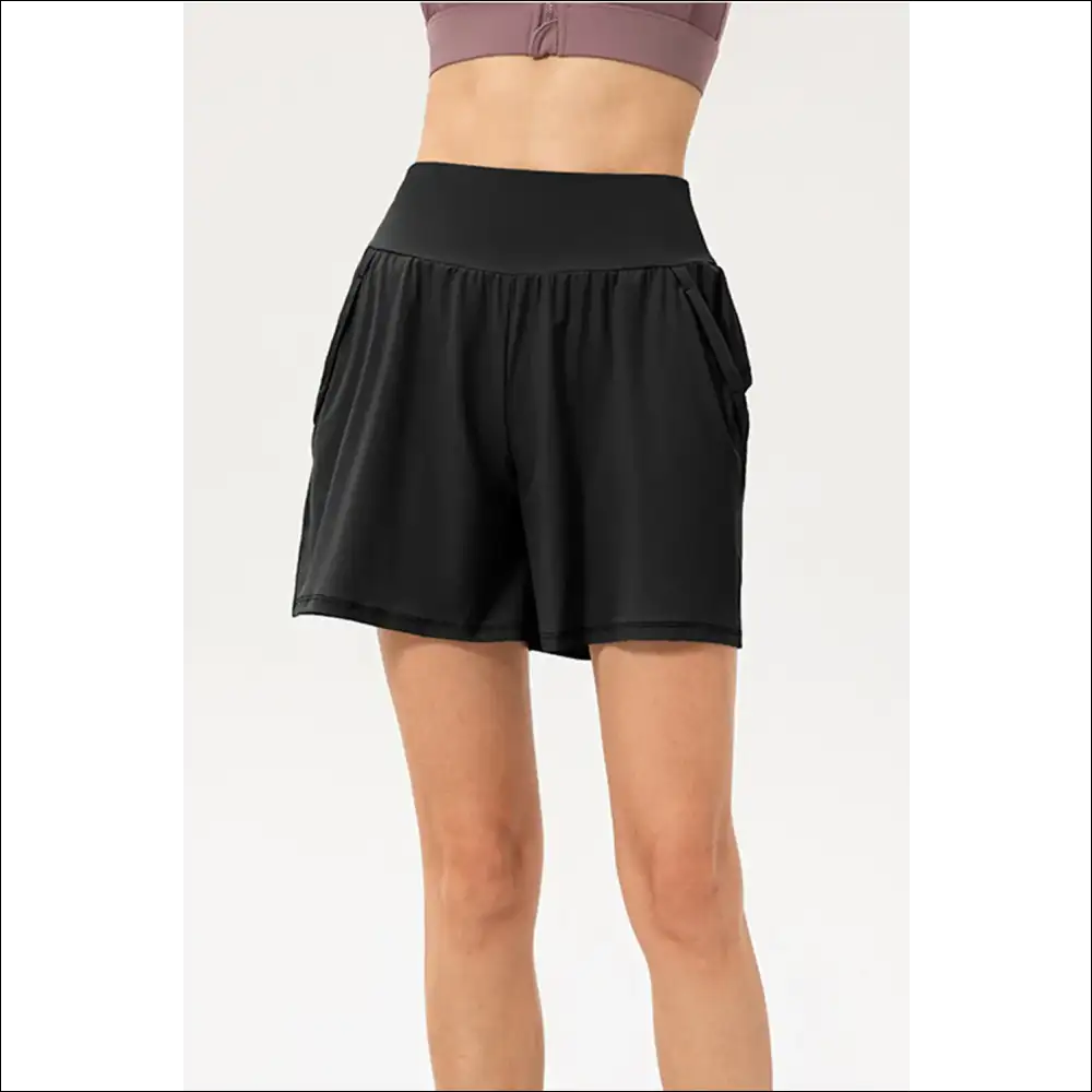Pocketed Elastic Waist Active Shorts for Trendy Women - Black / s - on Sale Worldwide Shipping