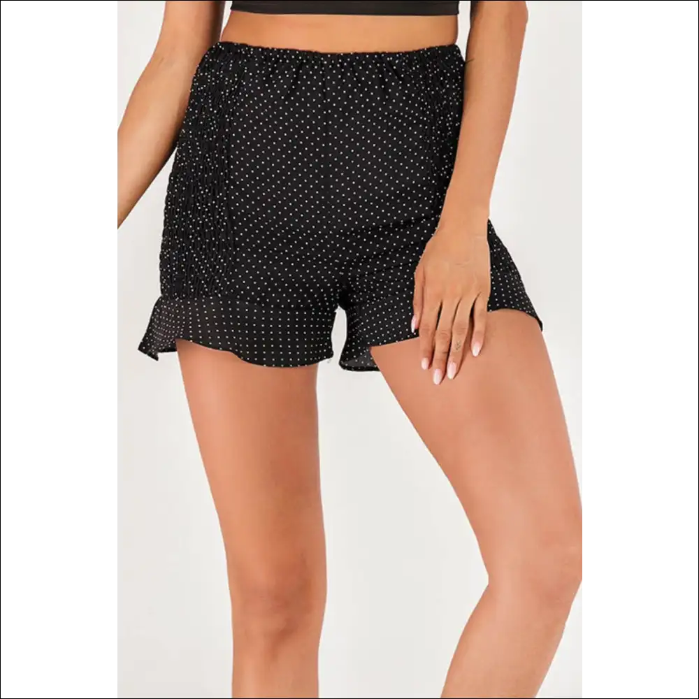 Polka Dot Smocked Ruffle Hem Shorts - on Sale Worldwide Shipping