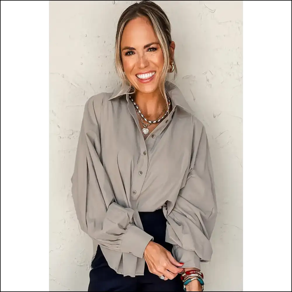 Poofy Balloon Sleeve Shirt Cotton Cuteness Alert - Blouses on Sale Worldwide Shipping