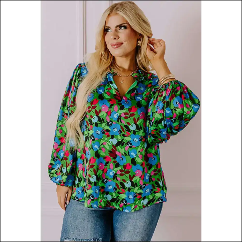 Puff Sleeve Floral: Curves Cuter than your Ex 🌼 (needful Things) - Plus Size Tops on Sale Worldwide Shipping