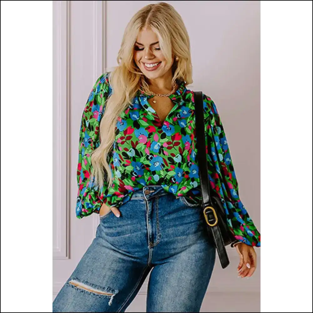 Puff Sleeve Floral: Curves Cuter than your Ex 🌼 (needful Things) - Plus Size Tops on Sale Worldwide Shipping
