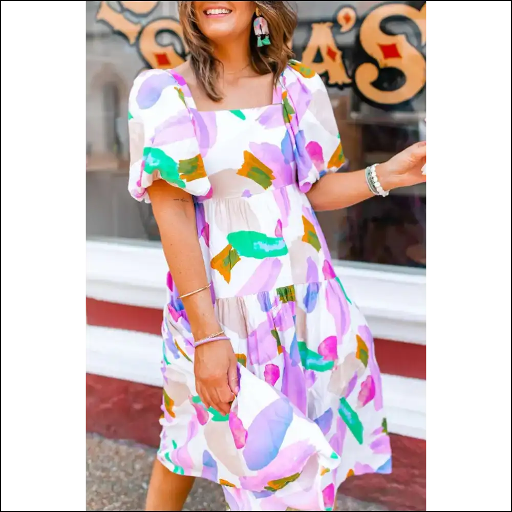 Purple Abstract Midi Dress: Goddess or just Fabulous? ✨ Needful Things - s - Dresses on Sale Worldwide Shipping