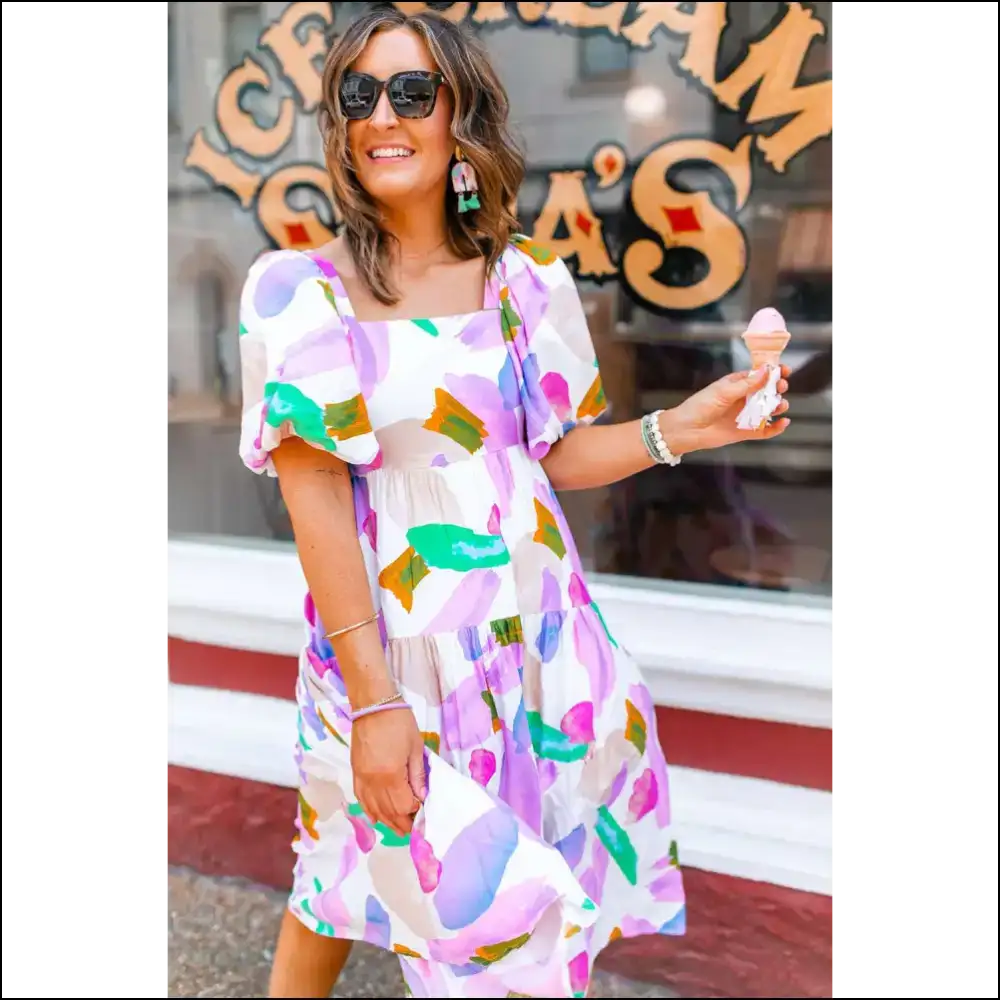 Purple Abstract Midi Dress: Goddess or just Fabulous? ✨ Needful Things - Dresses on Sale Worldwide Shipping