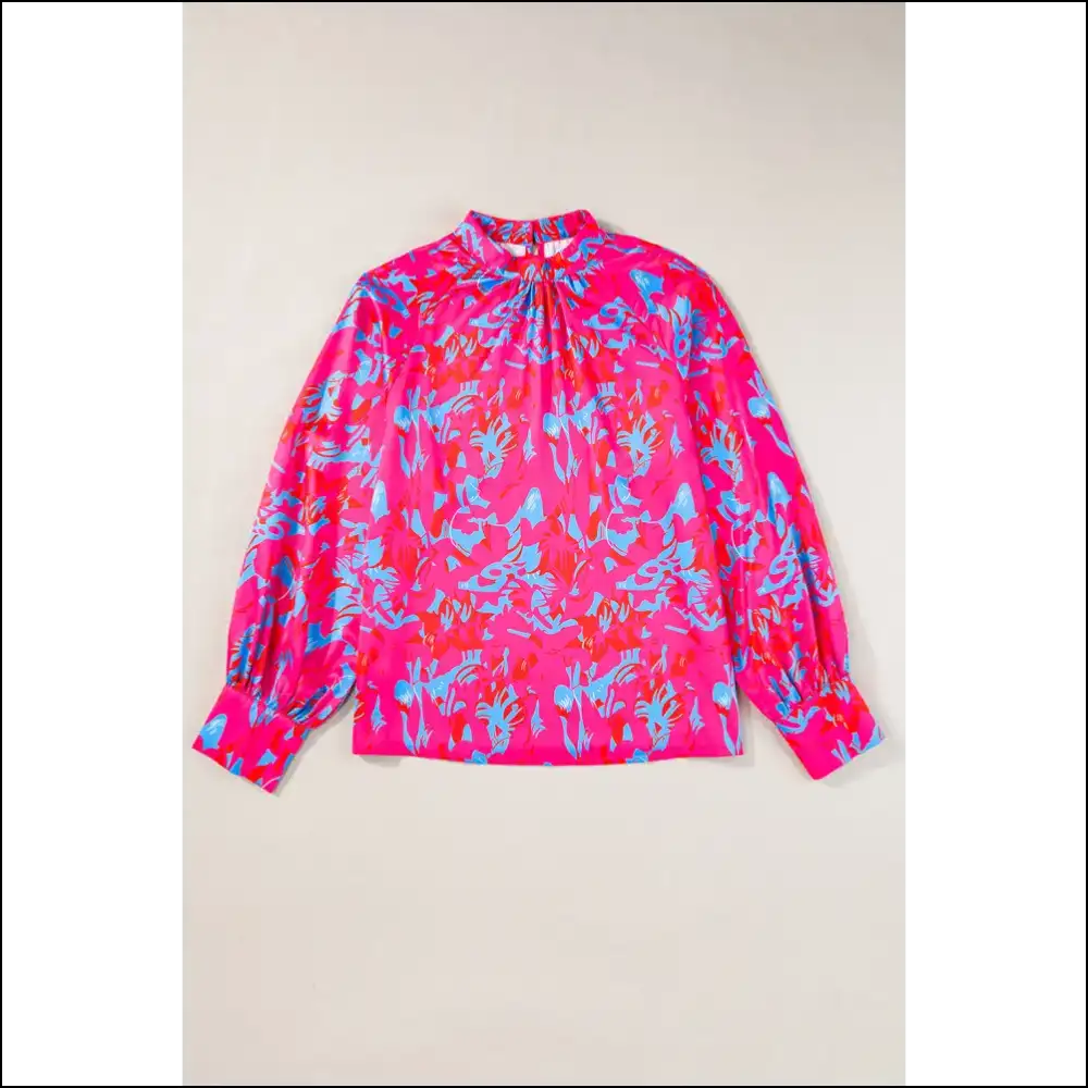 Purple Abstract Puff Sleeve Blouse: Warning May Cause Stares - Blouses on Sale Worldwide Shipping