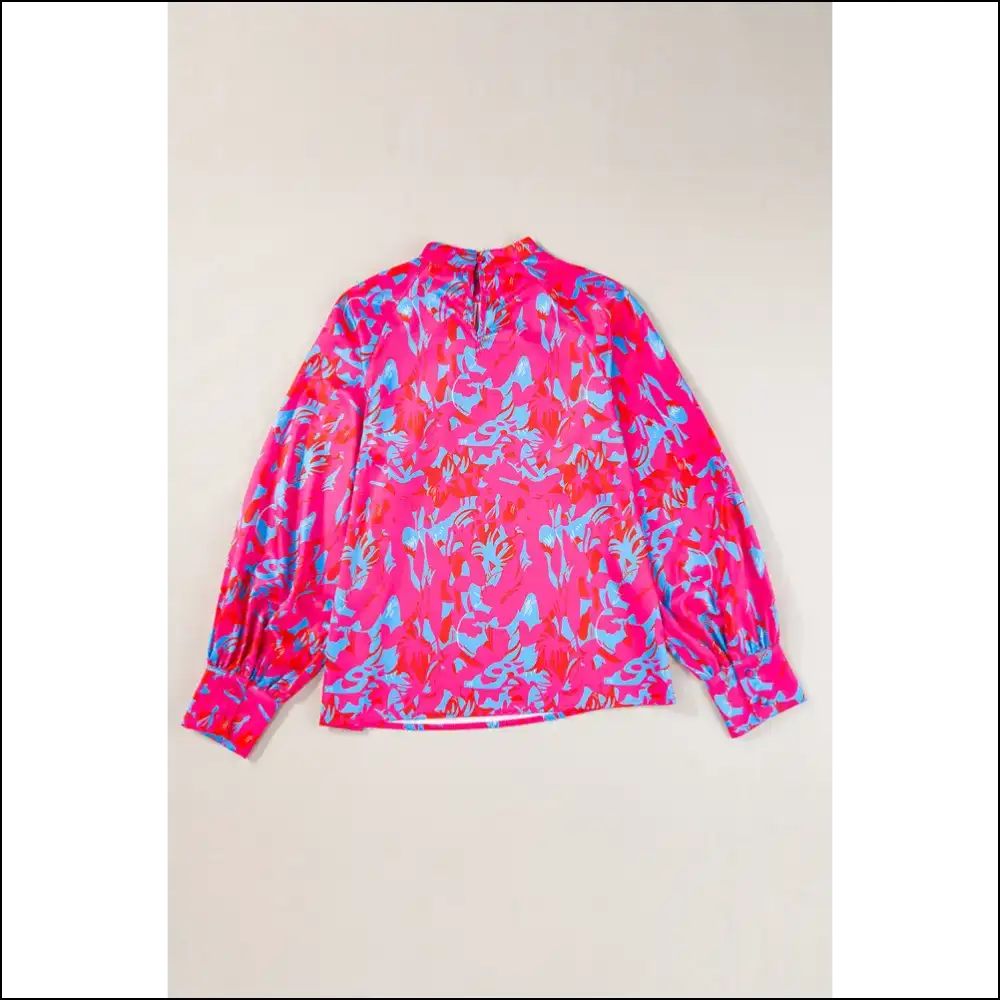Purple Abstract Puff Sleeve Blouse: Warning May Cause Stares - Blouses on Sale Worldwide Shipping