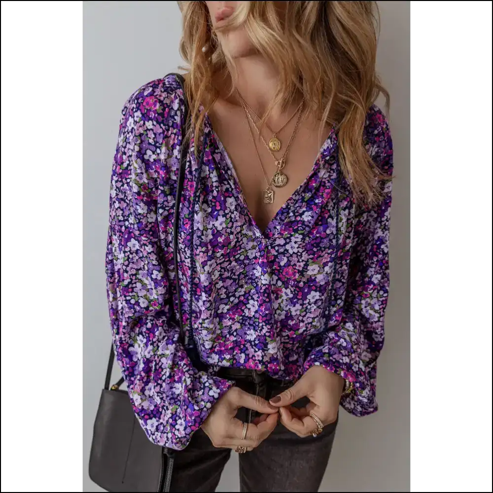 Purple Boho Ditsy Floral: from Wallflower to Wildflower ππΌ Needful Things - s - Blouses on Sale Worldwide Shipping