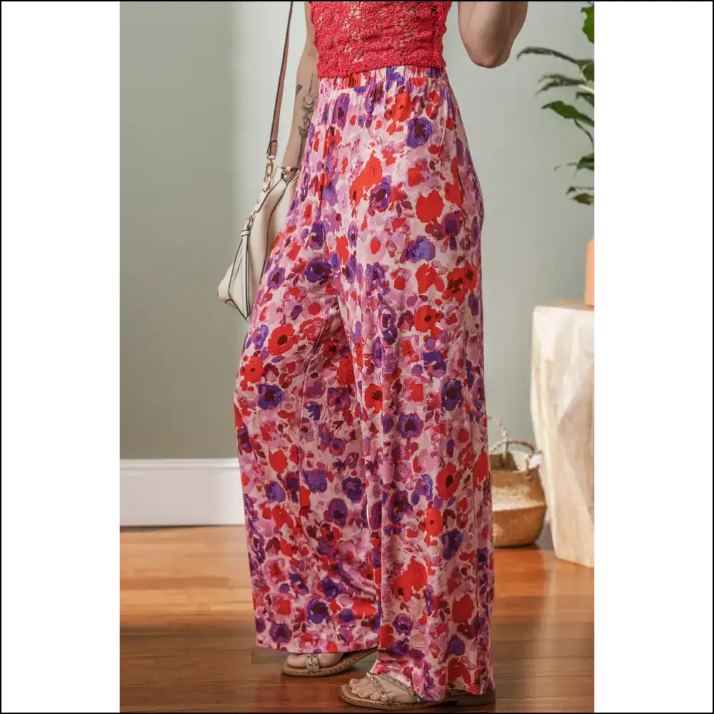 Purple Floral Wide Leg Pants: Needful Thingsโ Fab Prisons ๐๐ธ - Pants on Sale Worldwide Shipping