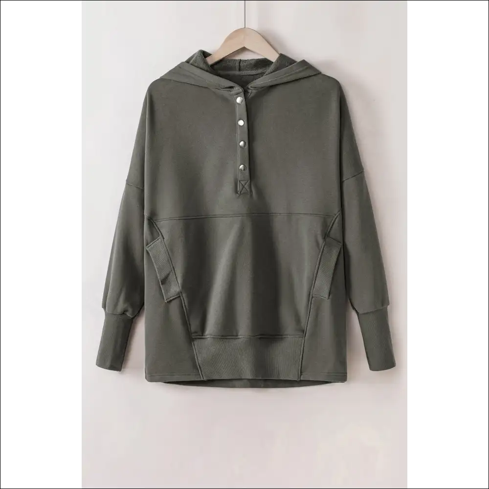 Chic Quarter-snap Dropped Shoulder Hoodie - Dark Gray / s - Hoodies Sweatshirts & on Sale Worldwide Shipping