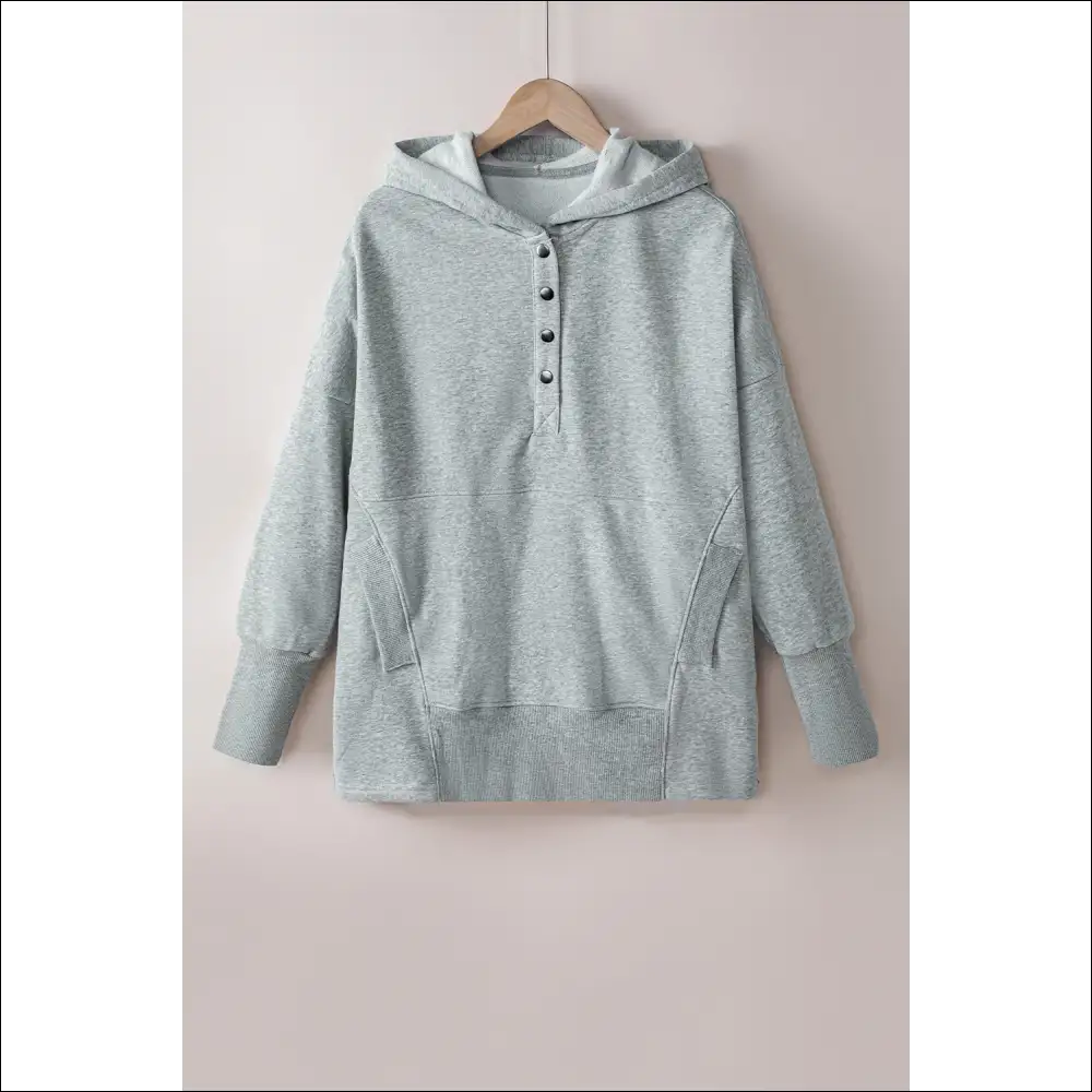 Chic Quarter-snap Dropped Shoulder Hoodie - Light Gray / s - Hoodies Sweatshirts & on Sale Worldwide Shipping