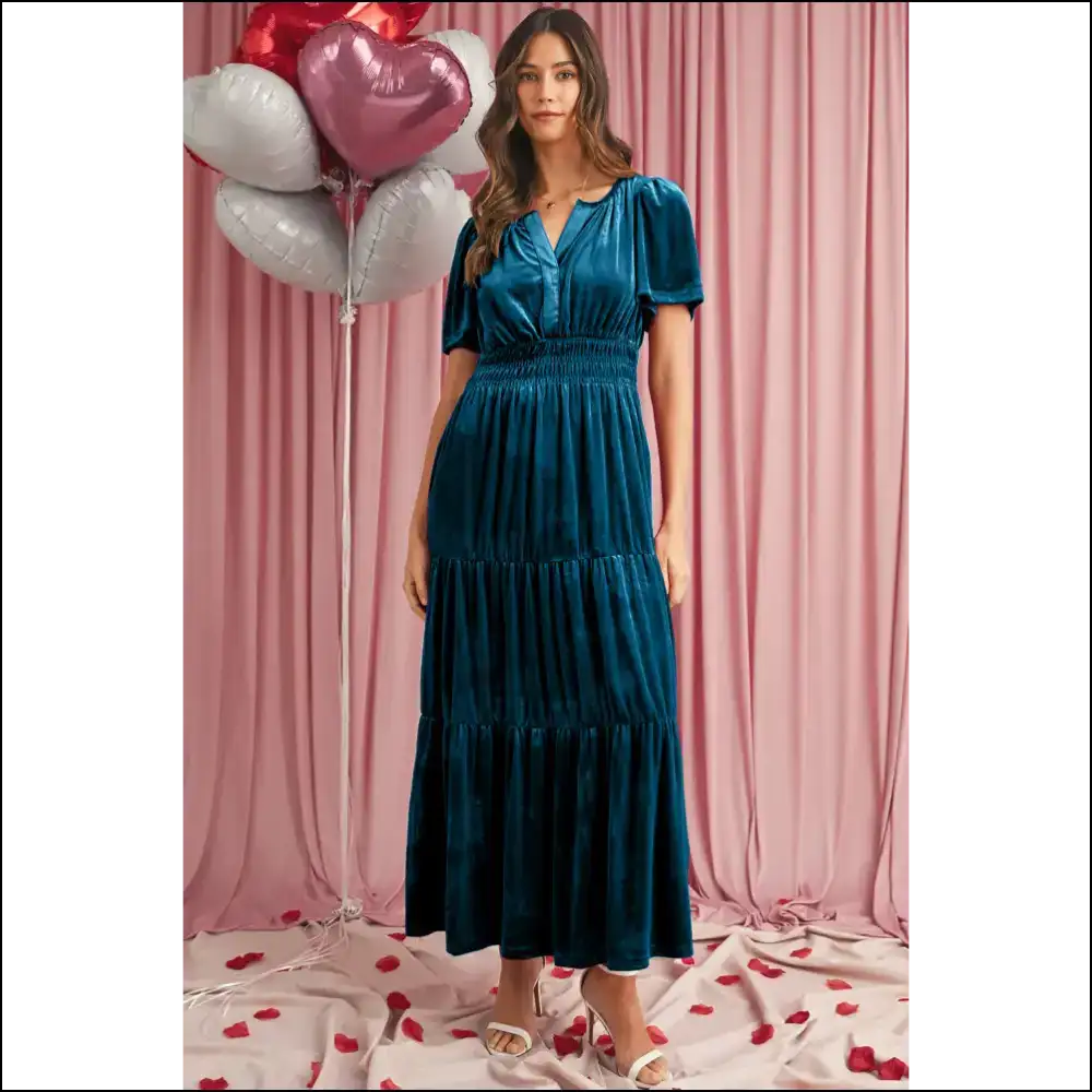 Red Dahlia Velvet Dress: so Comfy Youll Forget Pants Exist! Needful Things - Prussian Blue / s - Maxi Dresses on Sale Worldwide Shipping