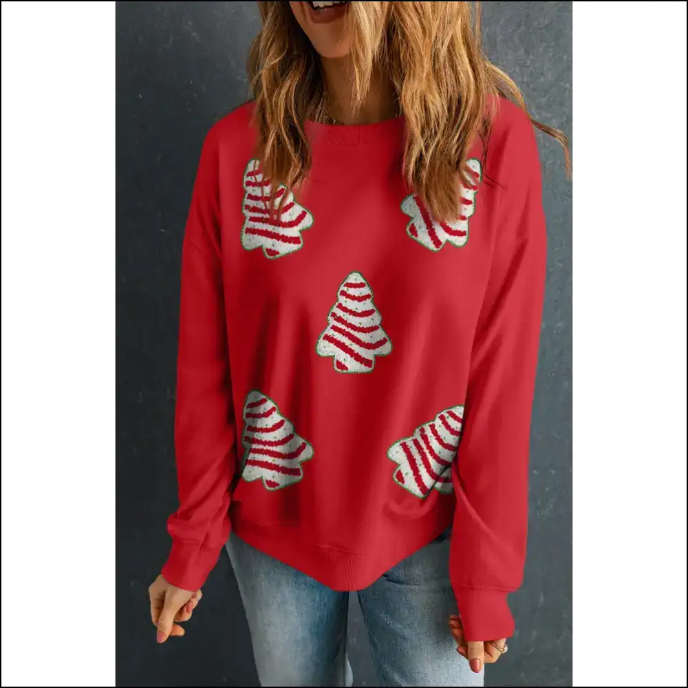 Red Playful Christmas Tree Sweatshirt: Sleigh your Style π - Graphic Sweatshirts & Hoodies on Sale Worldwide Shipping