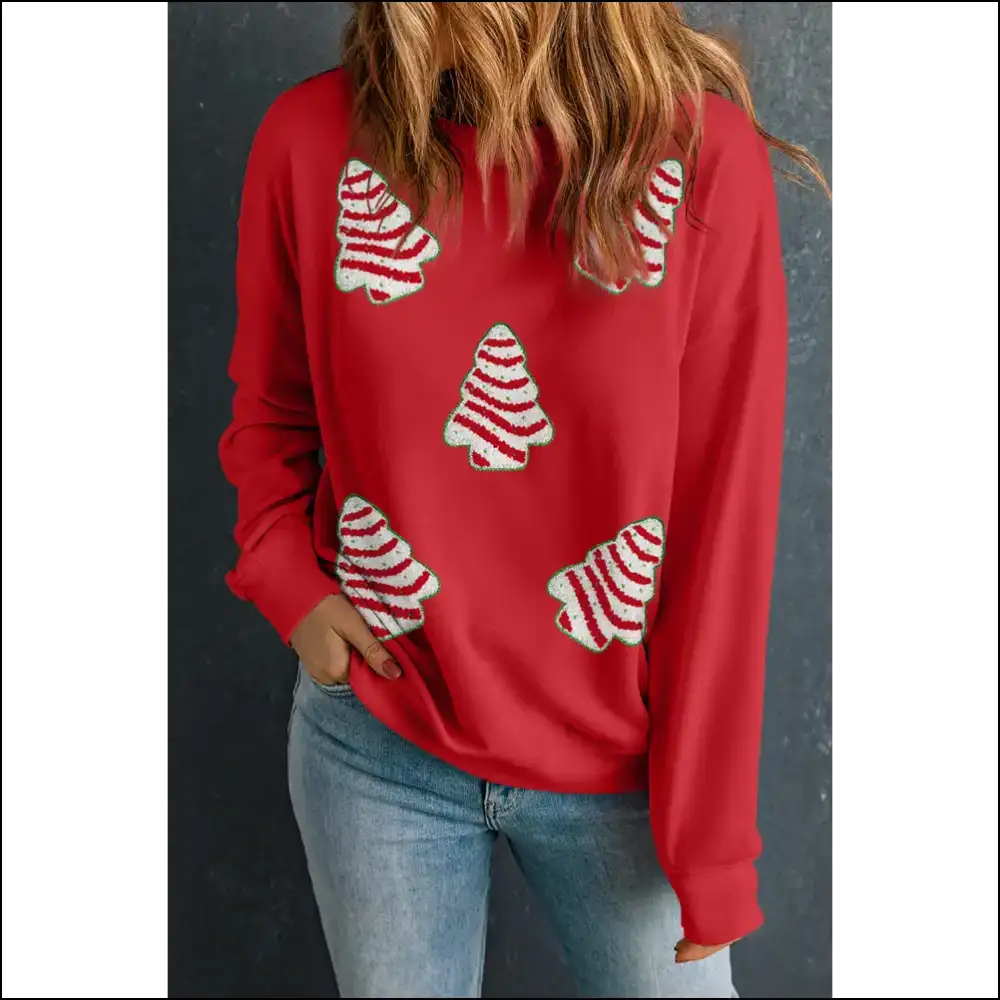 Red Playful Christmas Tree Sweatshirt: Sleigh your Style π - Graphic Sweatshirts & Hoodies on Sale Worldwide Shipping