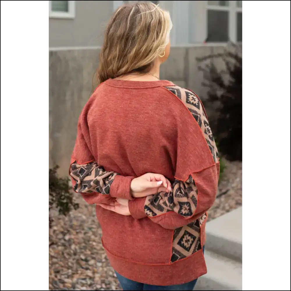 Redwood Burl Geometric Patchwork: Hide your Snacks Show off Style π - Plus Size Tops on Sale Worldwide Shipping