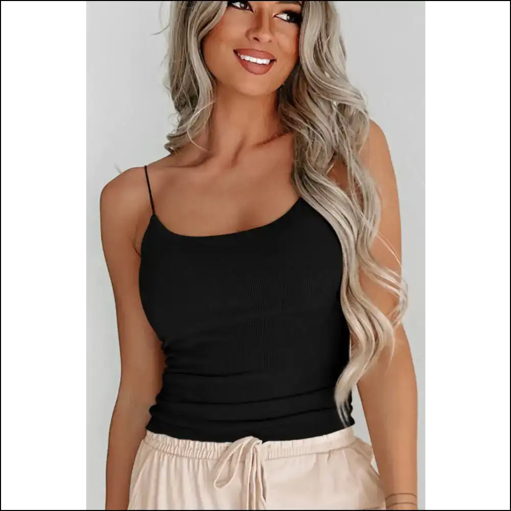 Ribbed Scoop Neck Cami - Effortlessly Chic - Tank Tops on Sale Worldwide Shipping