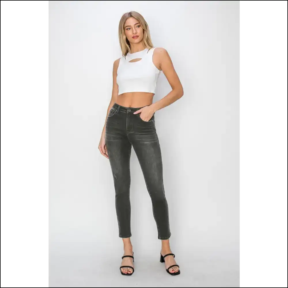Rise and Shine: Unleash your Inner Goddess in High Ankle Skinnies! ๐ - Jeans on Sale Worldwide Shipping