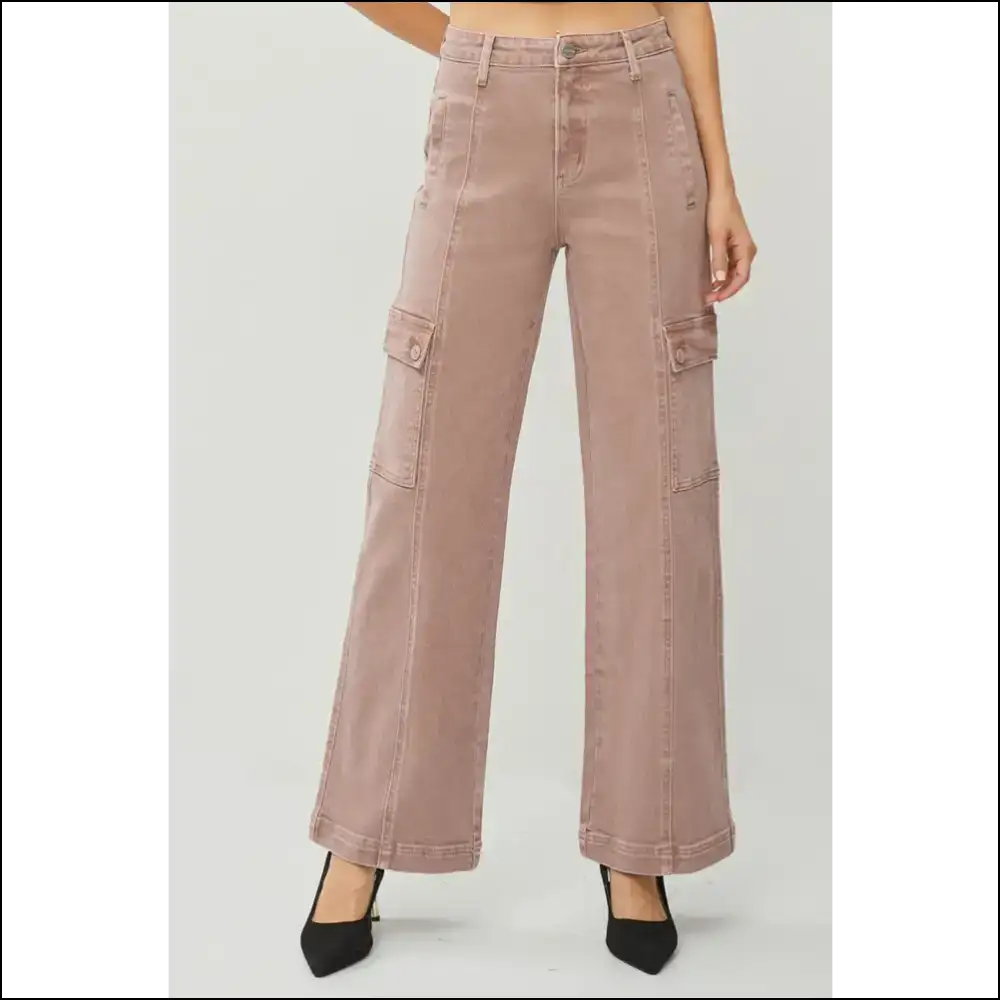 Rise Wide Leg Cargo Jeans: for when your Style Needs a Parachute! ๐ - Mauve / 7(28) - Jeans on Sale Worldwide Shipping
