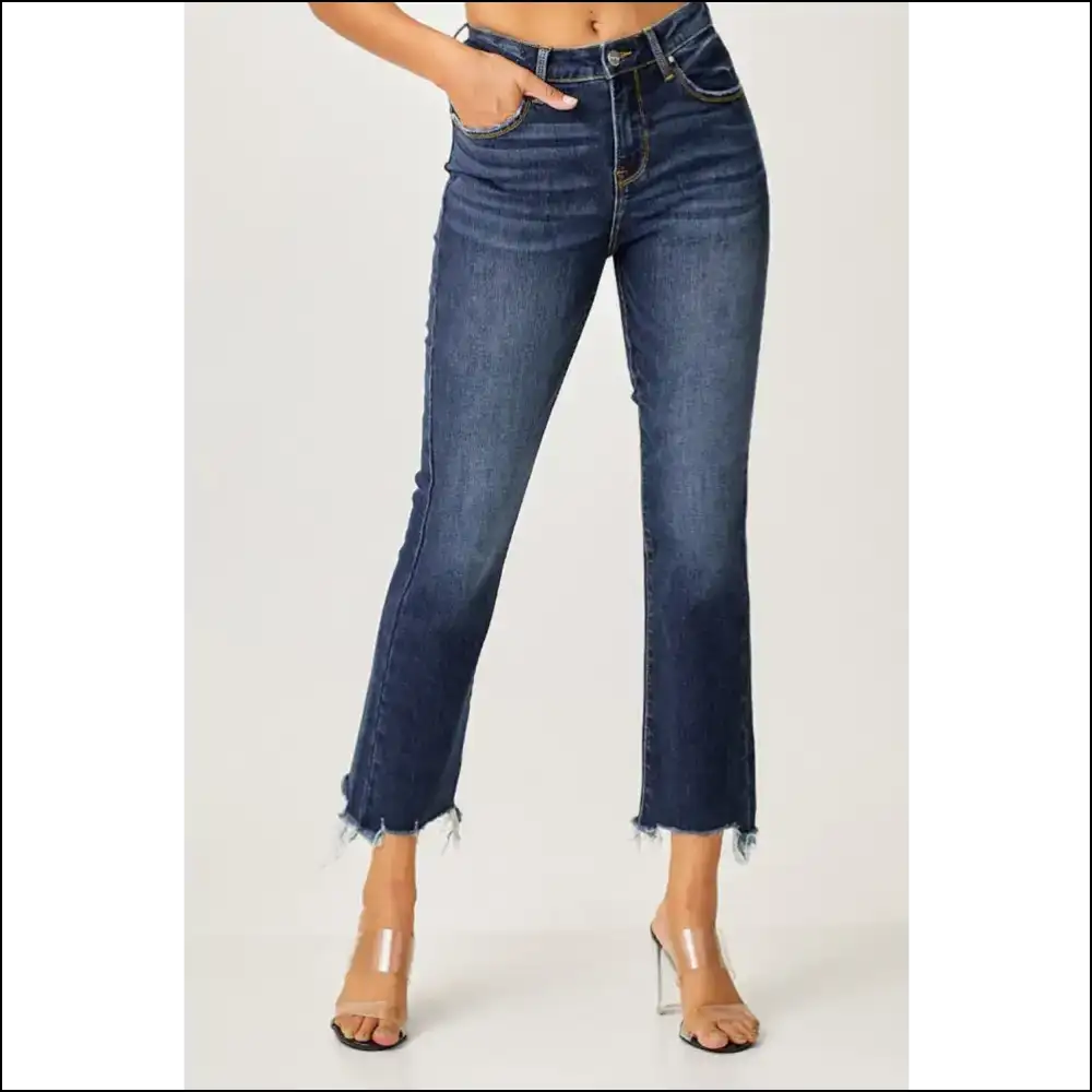 Risen Frayed Hem Cropped Jeans: Dance Like no Oneβs Hemming You! π - Dark / 1xl - Jeans on Sale Worldwide Shipping