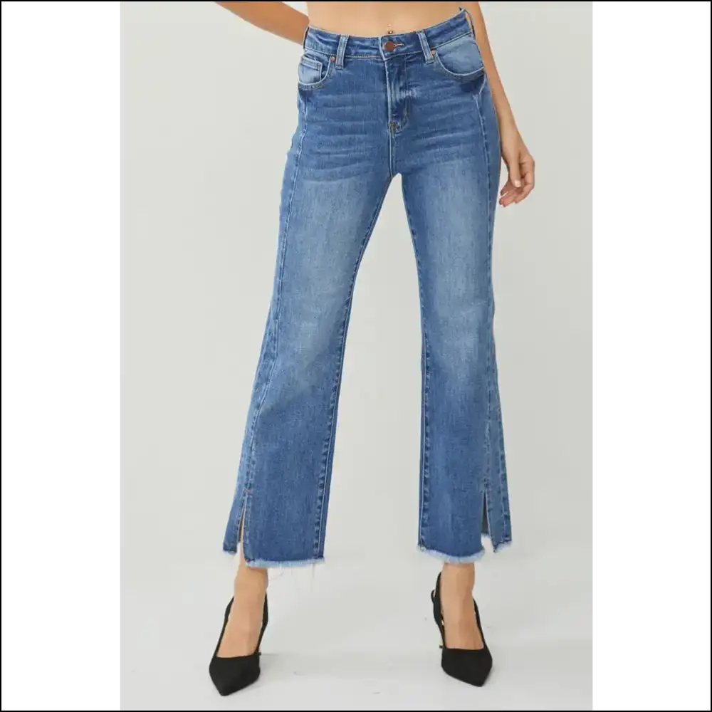Risen High Waist Jeans: Raw Hem Comfortably Hilarious Style Awaits! - Light / Jeans on Sale Worldwide Shipping