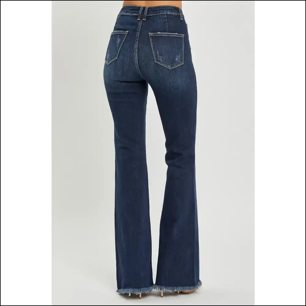 Risen High Waist Raw Hem Flare Jeans: Elevate your Style Game Darling! ππ - Jeans on Sale Worldwide Shipping