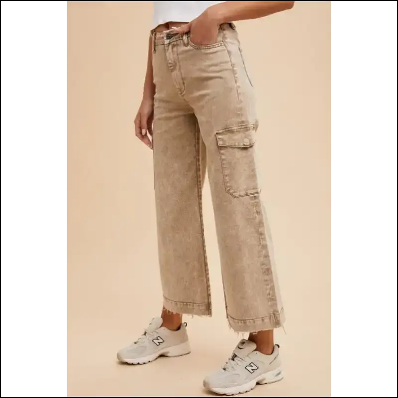 Rock the Raw Hem Wide Leg Cargo Jeans: Fashionable Comfort with a Twist! π - Jeans on Sale Worldwide Shipping
