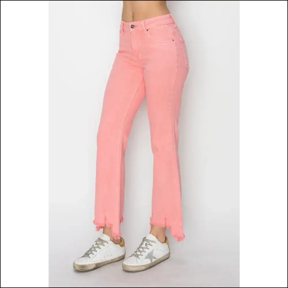 Rock your Confidence in Needful Things Trendy Raw Hem Bootcut Jeans 😂✨ - Flamingo / on Sale Worldwide Shipping