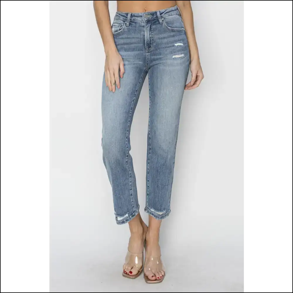 Rock your Curves with Risen High Waist Distressed Cropped Jeans ππ - Medium / 1(25) - on Sale Worldwide Shipping