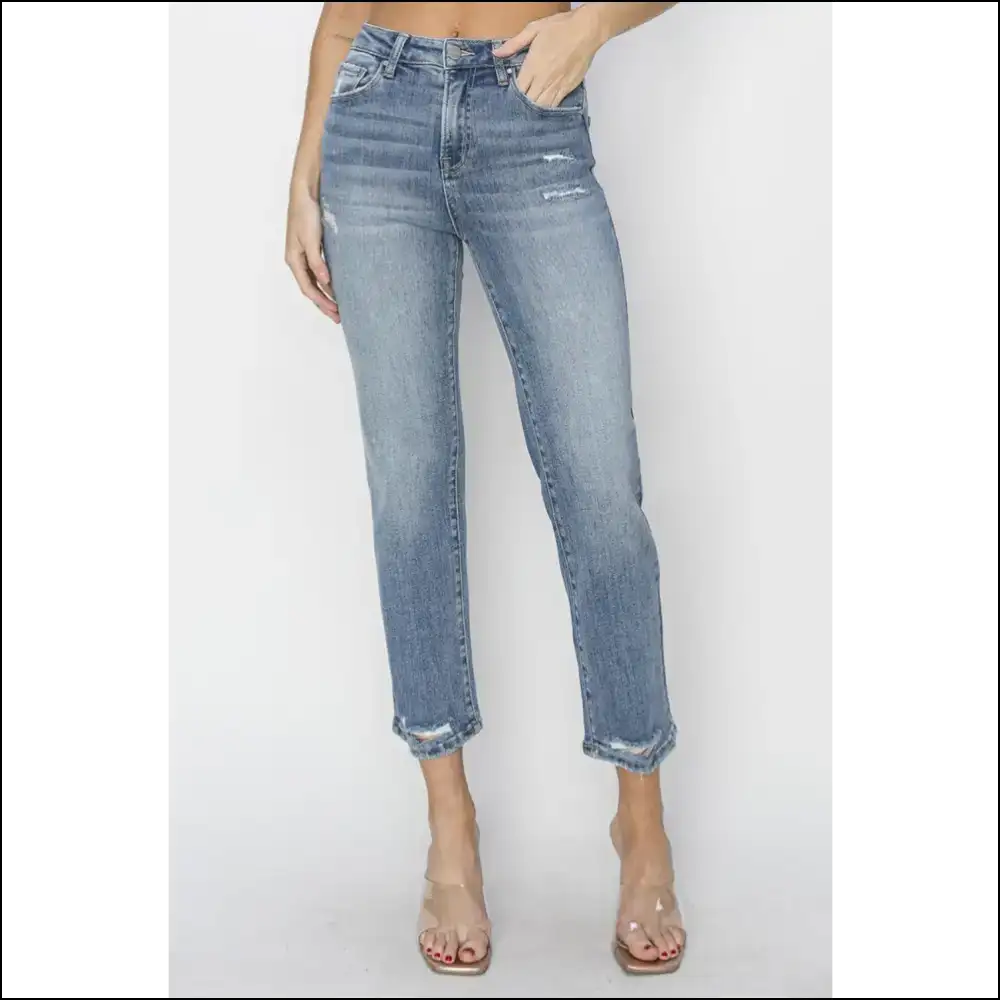 Rock your Curves with Risen High Waist Distressed Cropped Jeans ππ - on Sale Worldwide Shipping