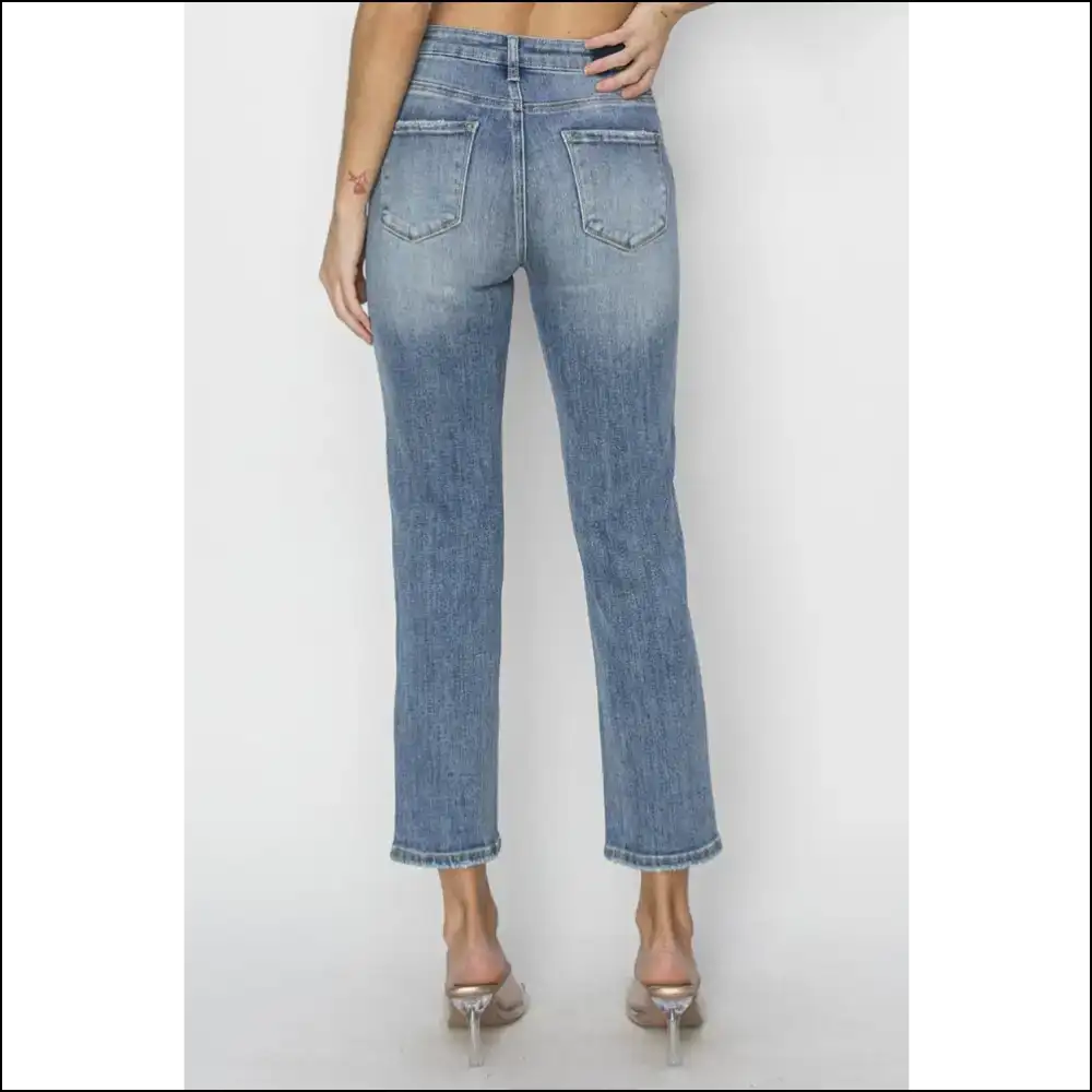 Rock your Curves with Risen High Waist Distressed Cropped Jeans ππ - on Sale Worldwide Shipping